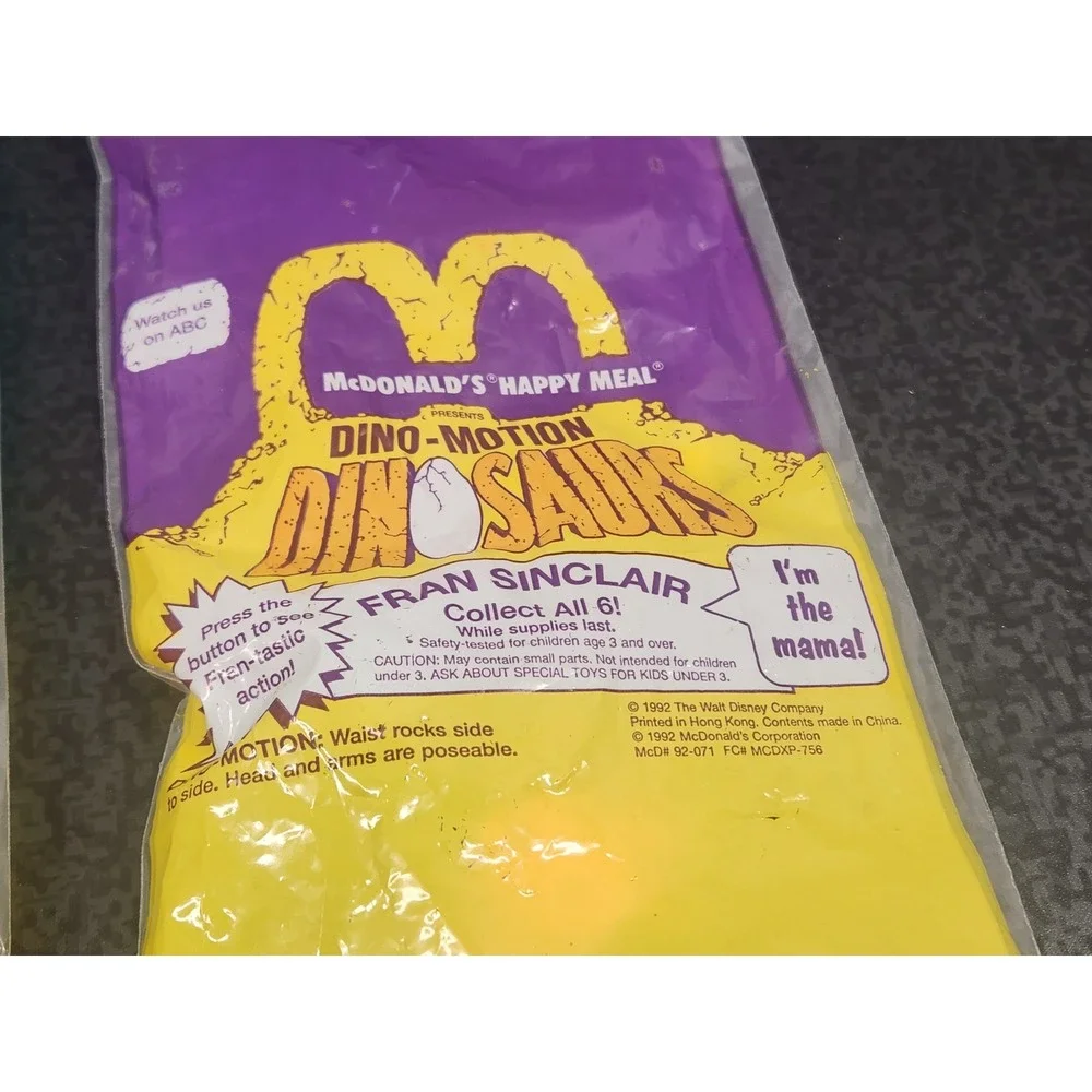 Vintage 1992 McDonalds Happy Meal Dinosaurs Dino-Motion Robbie & Fran Sinclair